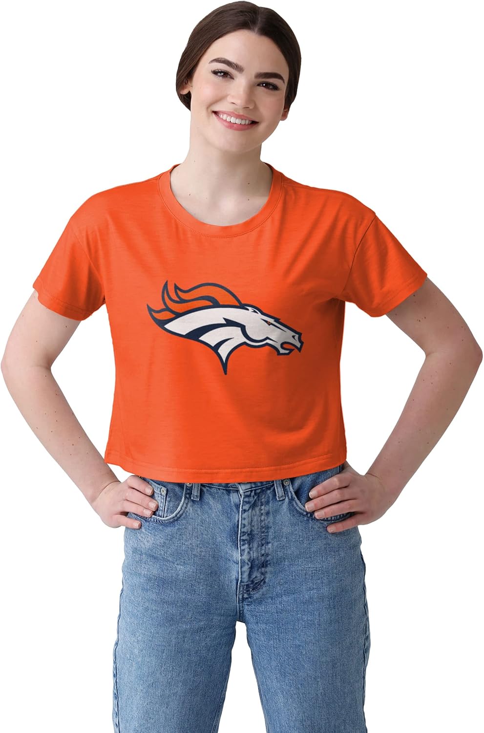 FOCO Women's NFL Team Ladies Fashion Big Logo Crop Top Shirt