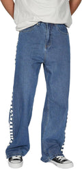 Plaid&Plain Men's Hip Hop Baggy Jeans Wide Leg Y2k - Vintage