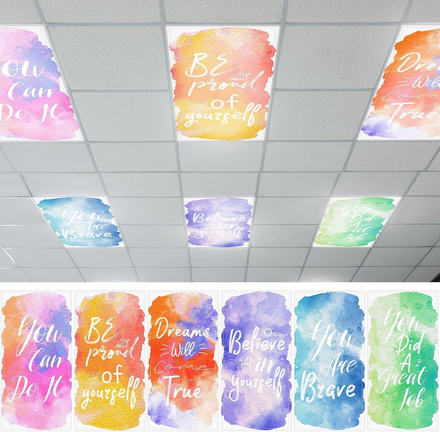 6pcs Fluorescent Light Covers for Positive Inspirational Spaces