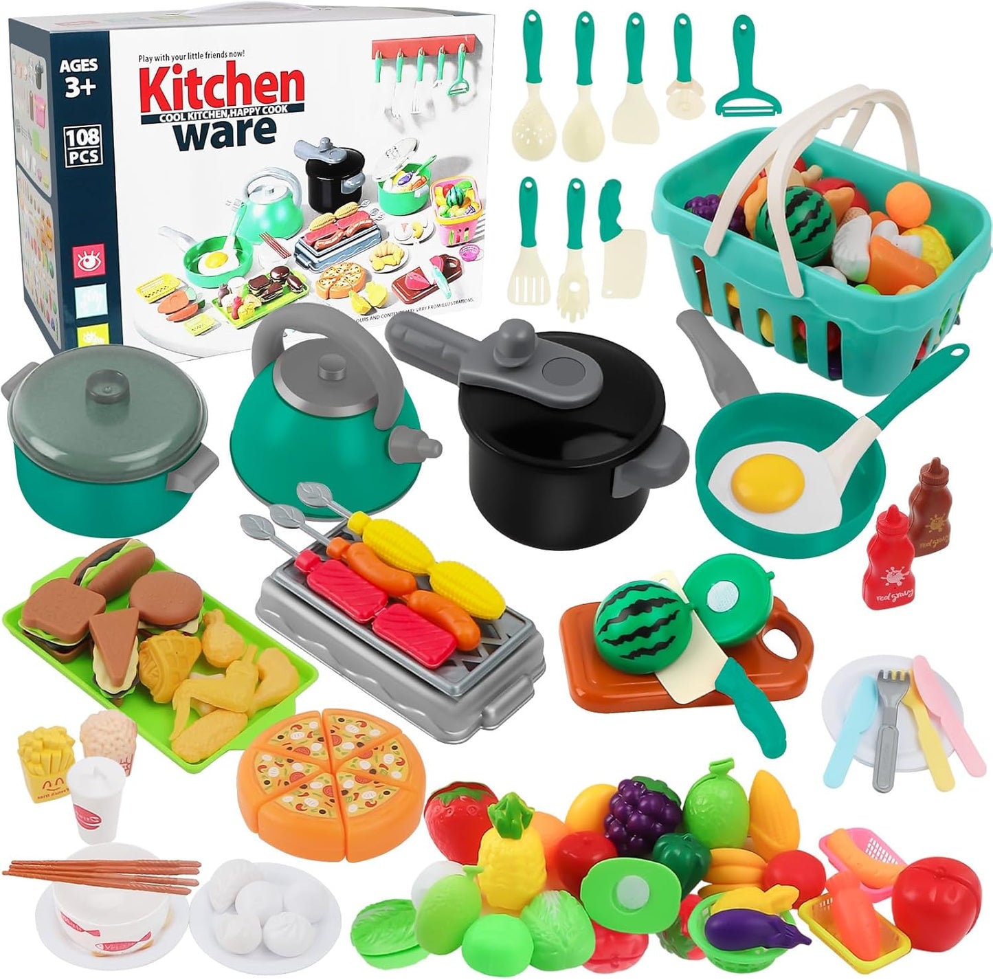 YOTINO 108PCS Play Kitchen Set - Ultimate Pretend Play Fun!