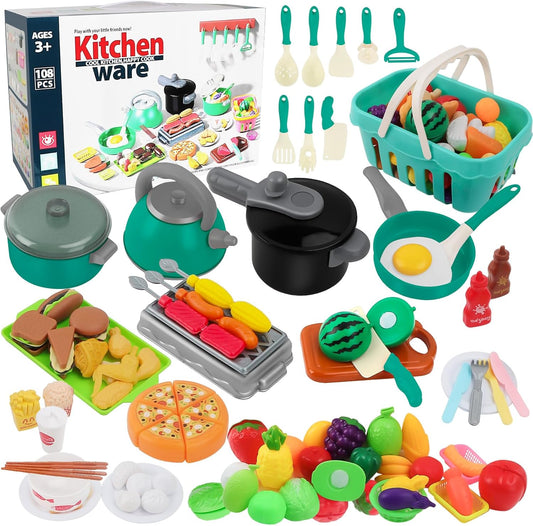 YOTINO 108PCS Play Kitchen Set - Ultimate Pretend Play Fun!
