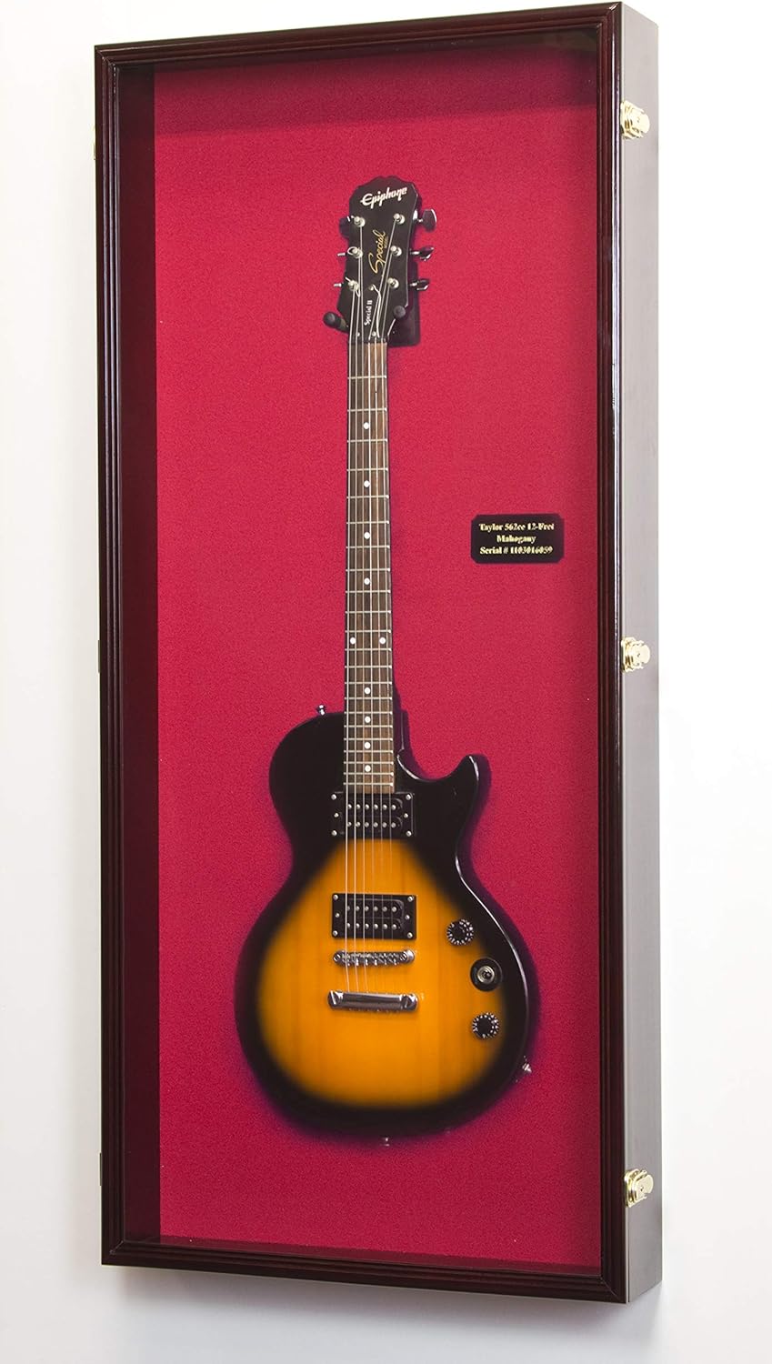 Electric Bass Guitar Display Case Cabinet with Lockable Features