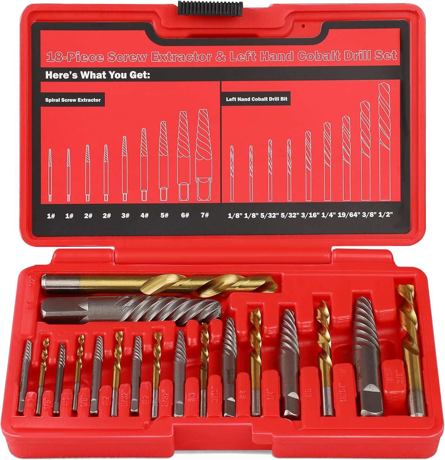 18Pcs Screw Extractor Set for Easy Removal of Stripped Bolts