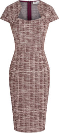 GRACE KARIN Womens Tweed Pencil Dress Cap Sleeve - Office to Evening