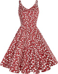 GOOBGS Women's 1950s Retro Spaghetti Strap Cocktail Swing Dress XL