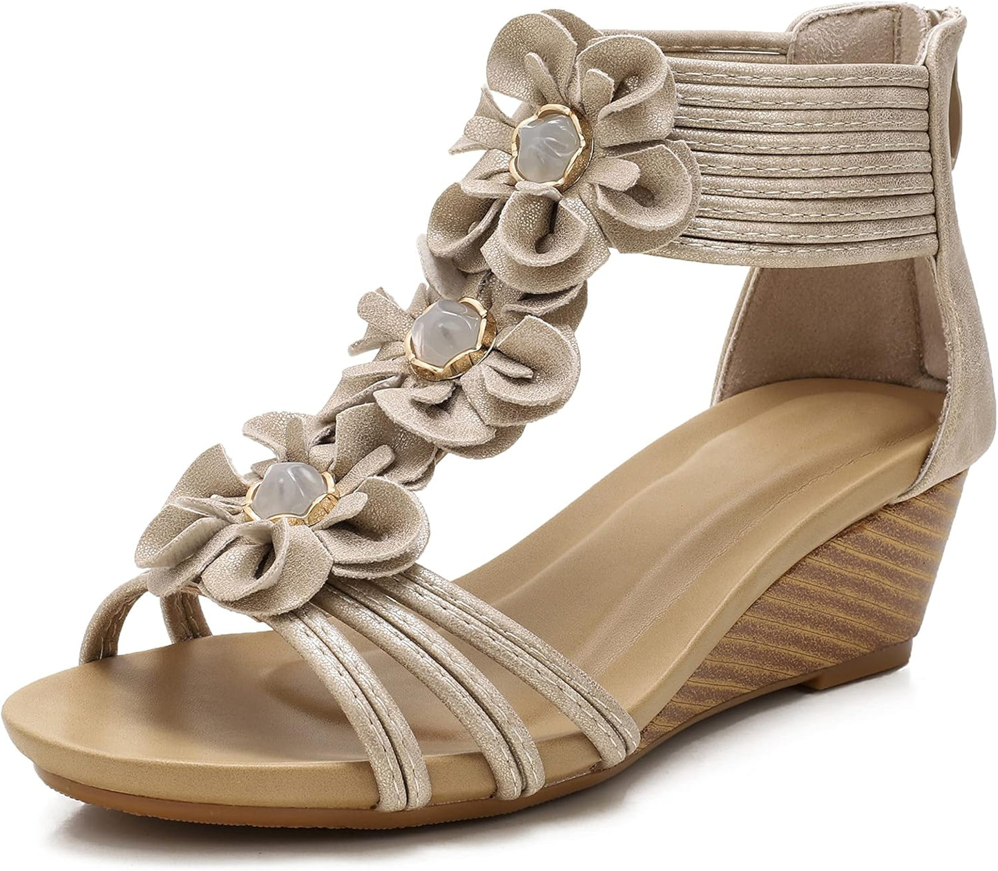 FRALOSHA Wedge Sandals for Women Open Toe Casual Summer Style