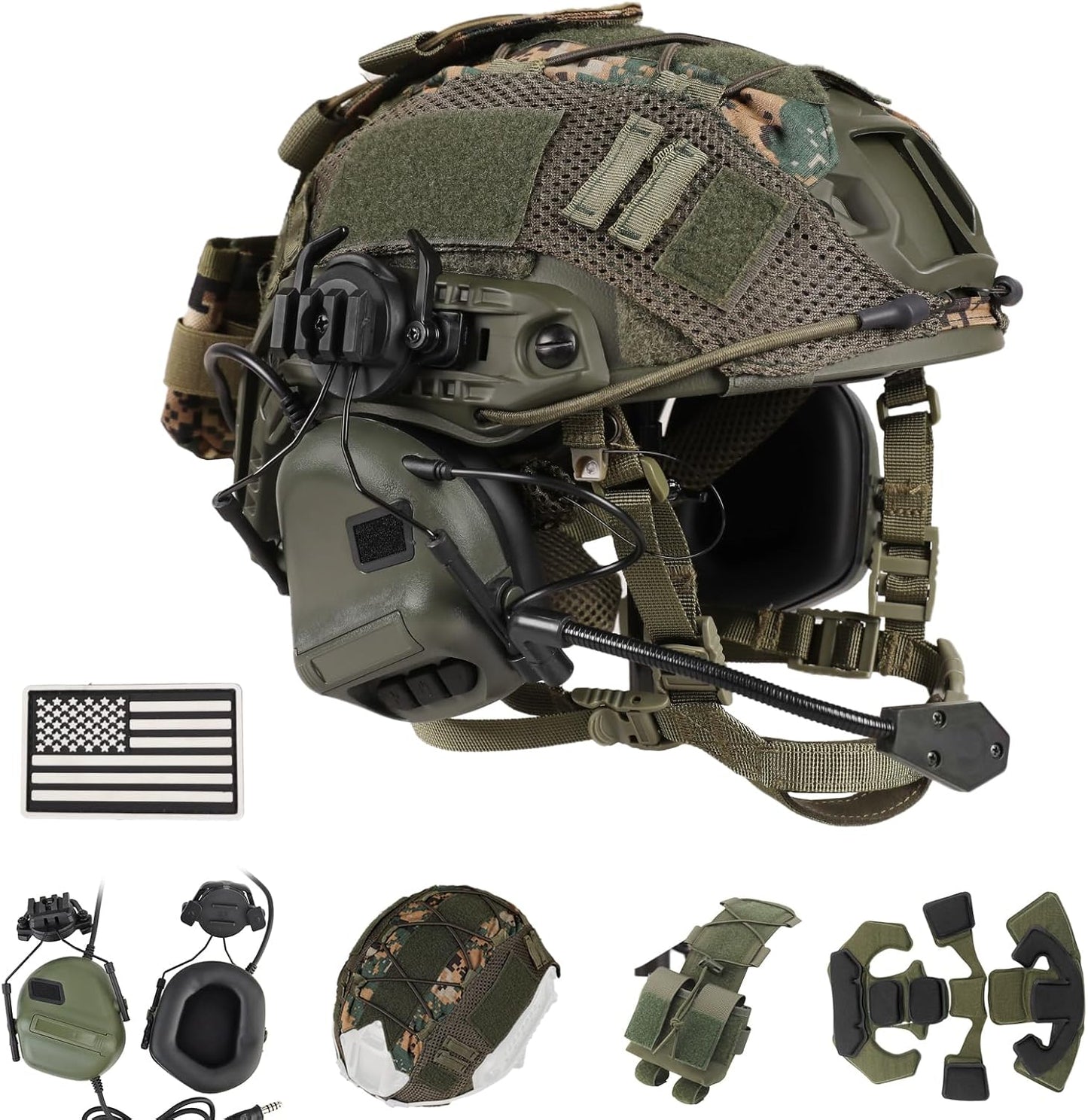 Tactical Helmet with Headset for Airsoft Cosplay and Training