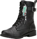 Vepose Women's Combat Boots Mid Calf - Low Heel Utility Style