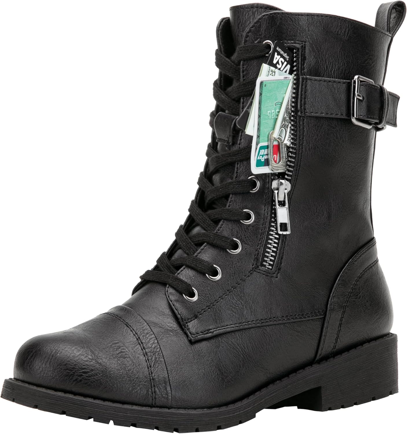Vepose Women's Combat Boots with Pocket for Everyday Use