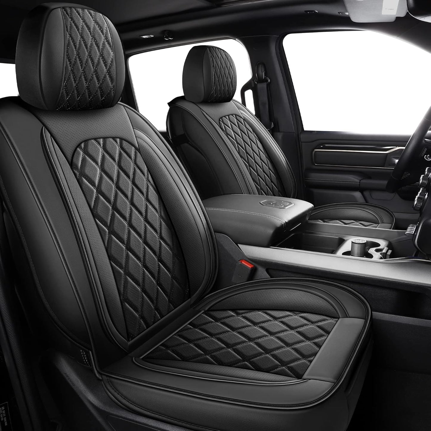 MIROZO 2PCS Front Seat Covers for Dodge Ram - Waterproof Design