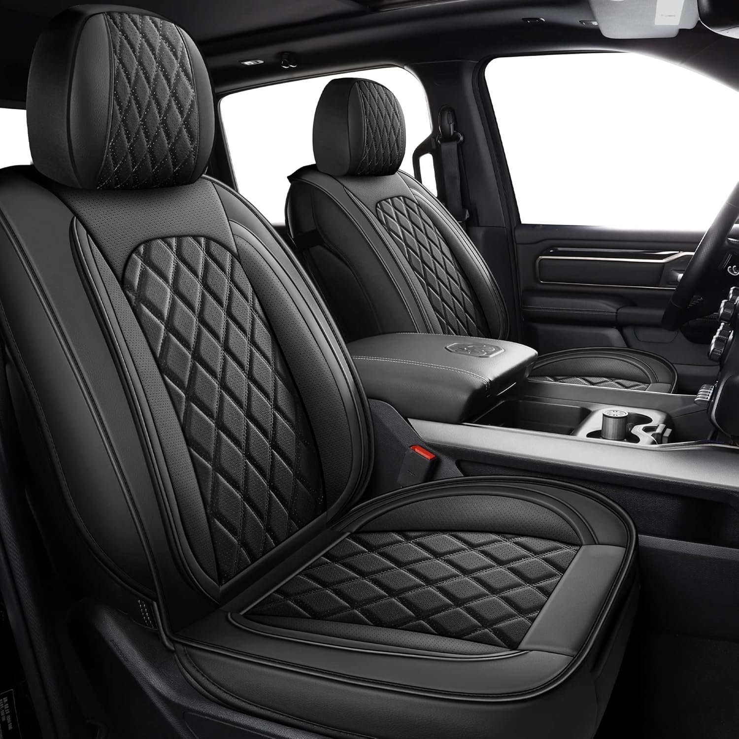 MIROZO 2PCS Front Seat Covers for Dodge Ram - Waterproof Design