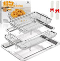 Air Fryer Basket for Oven - 2 Set Stainless Steel Trays with Crisper