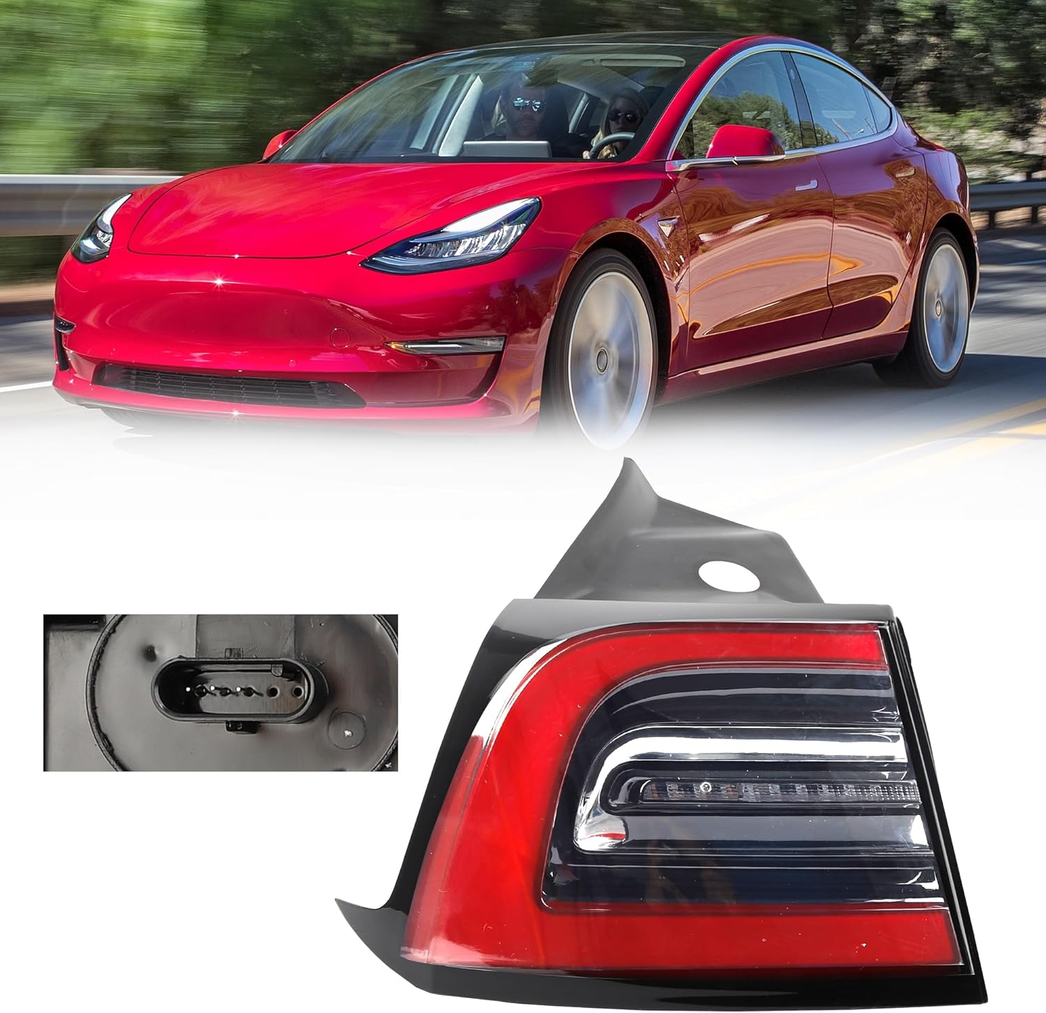 Dasbecan Left Tail Light Assembly for 2017-2023 Tesla Model 3