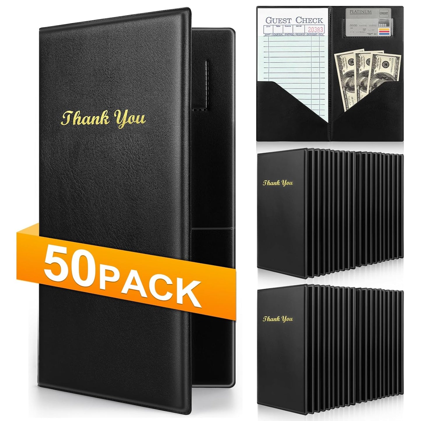 50 Pcs Server Books for Restaurants - Durable Check Presenters