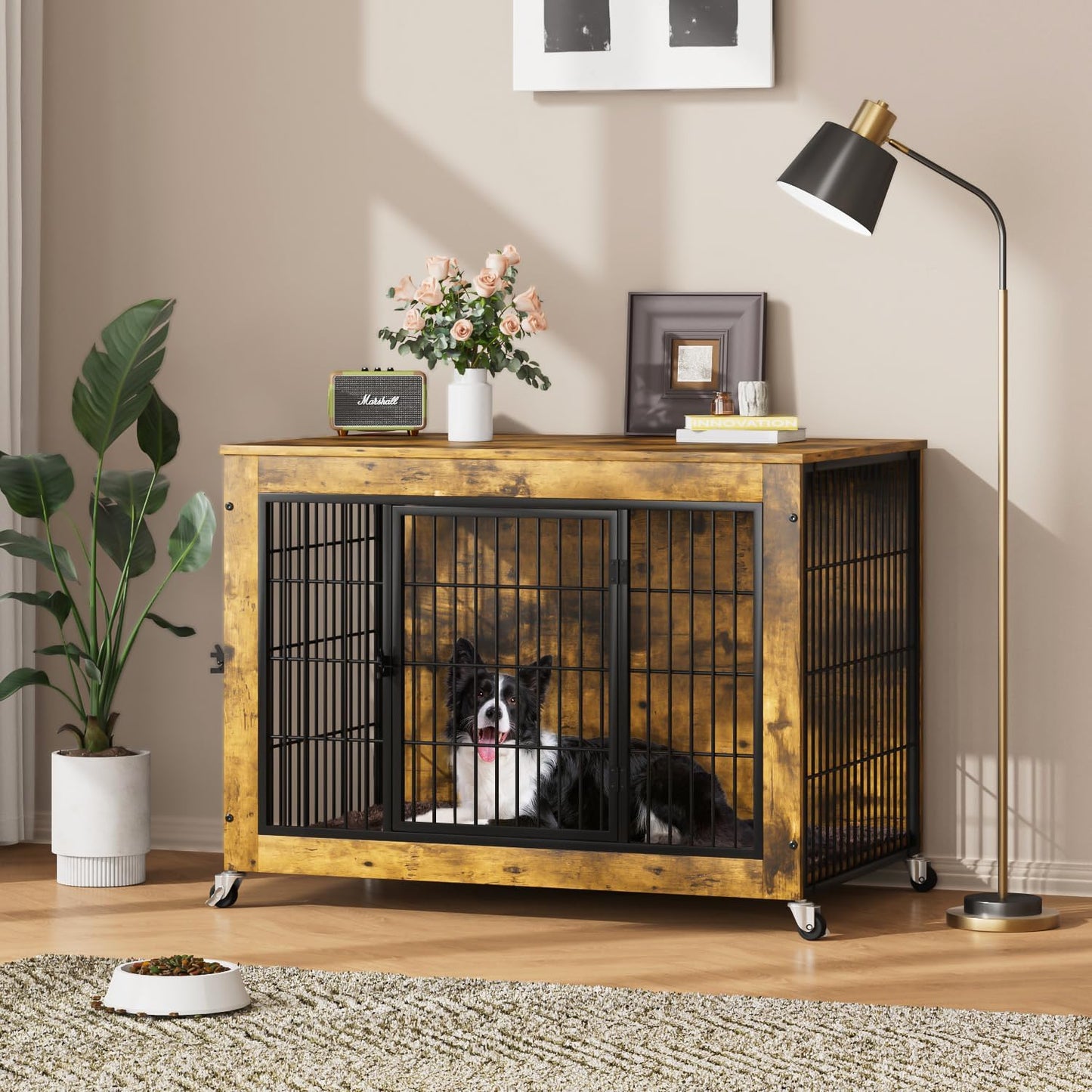 Durable Dog Crate Furniture with Cushion for Small Medium Dogs