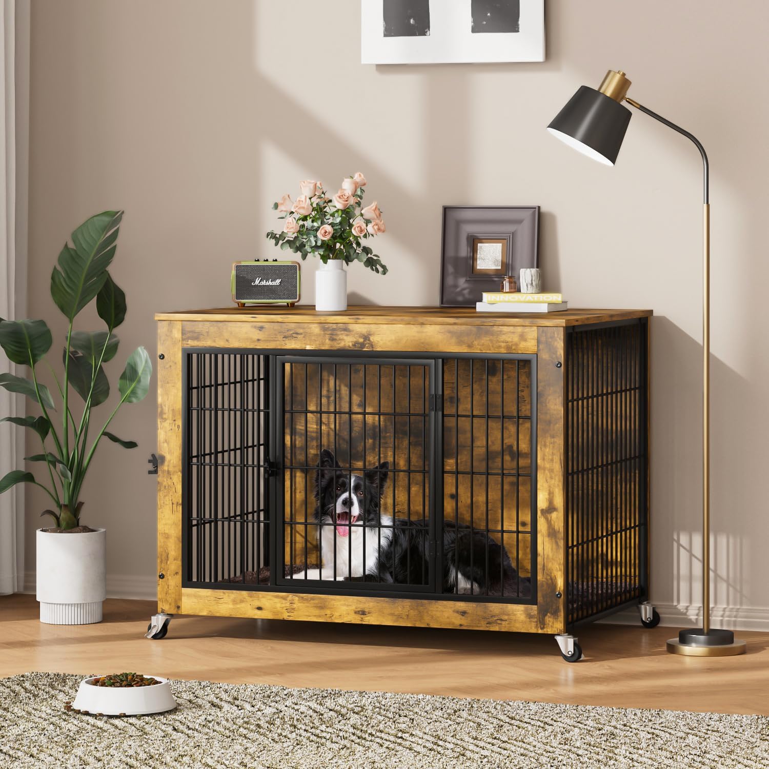 Durable Dog Crate Furniture with Cushion for Small Medium Dogs