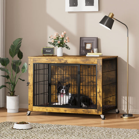 Durable Dog Crate Furniture with Cushion for Small Medium Dogs