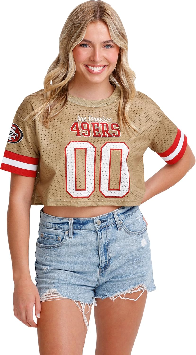FOCO Women's NFL Ladies Fashion Gameday Jersey Mesh Crop Top
