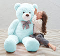 MorisMos Bow Tie Giant Teddy Bear 47in Light Blue - Big Huggable Plush