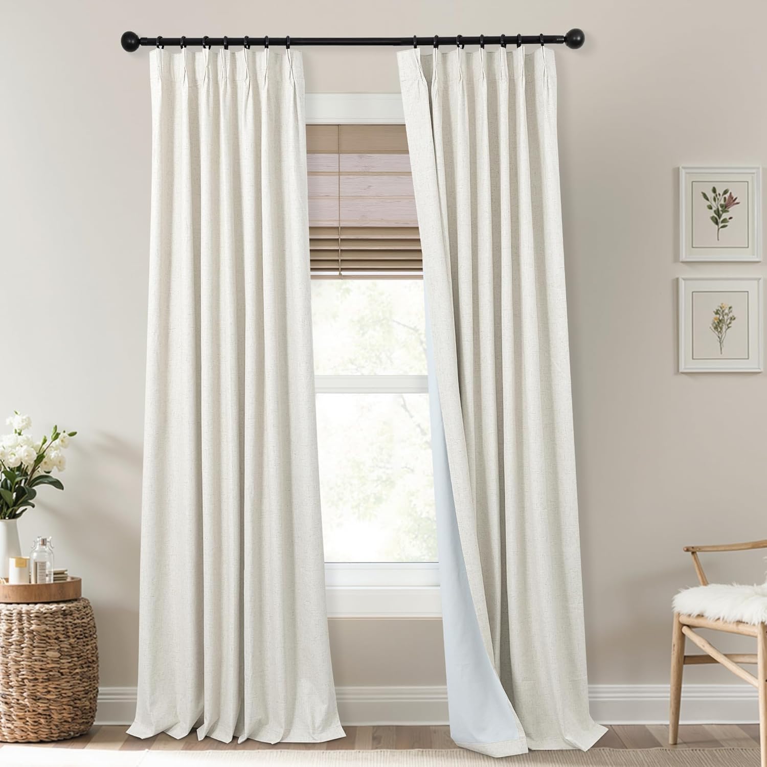 Mrs.Naturall Pinch Pleated Blackout Curtains for Living Room