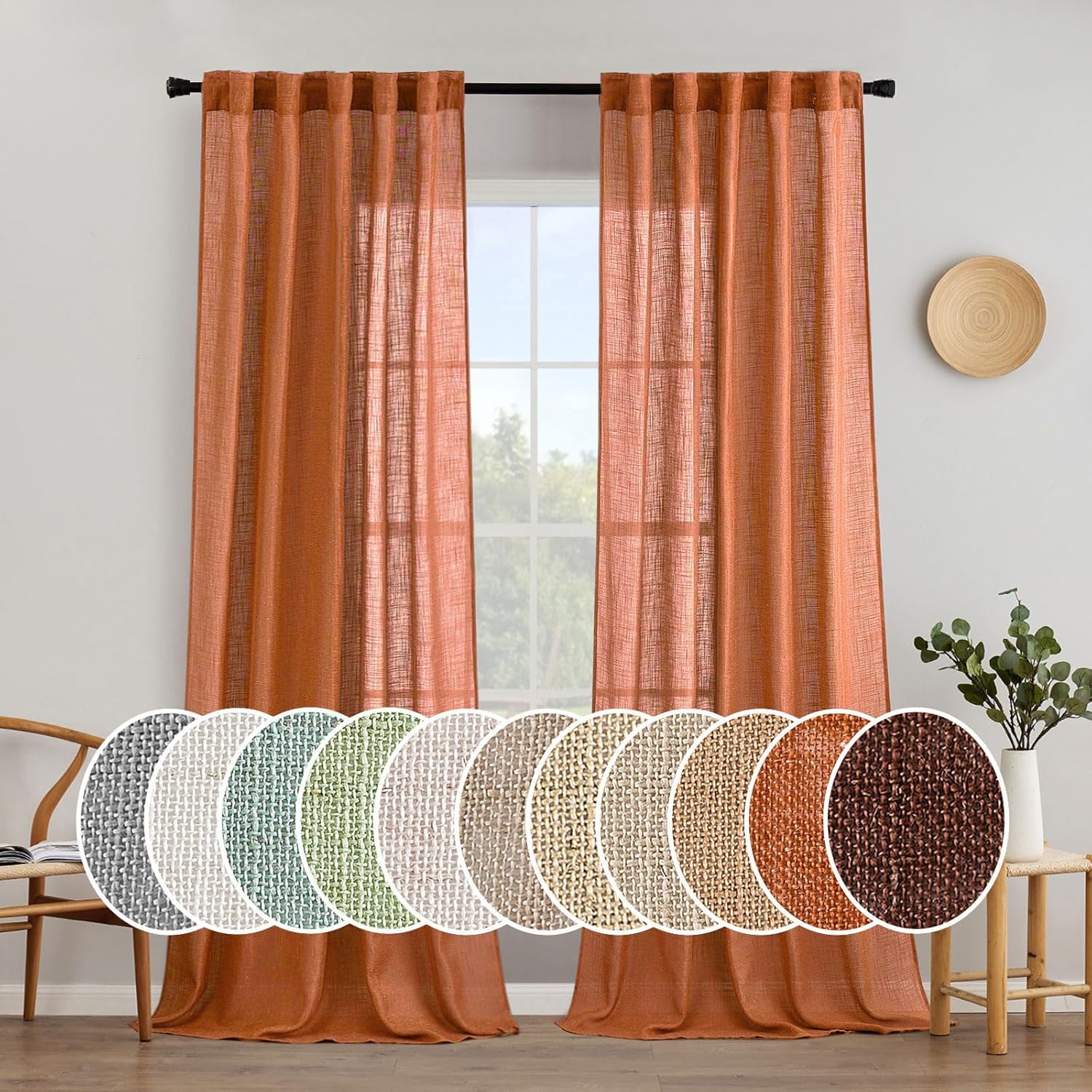 MIULEE Orange Curtains 90 Inch Length for Stylish Home Decor