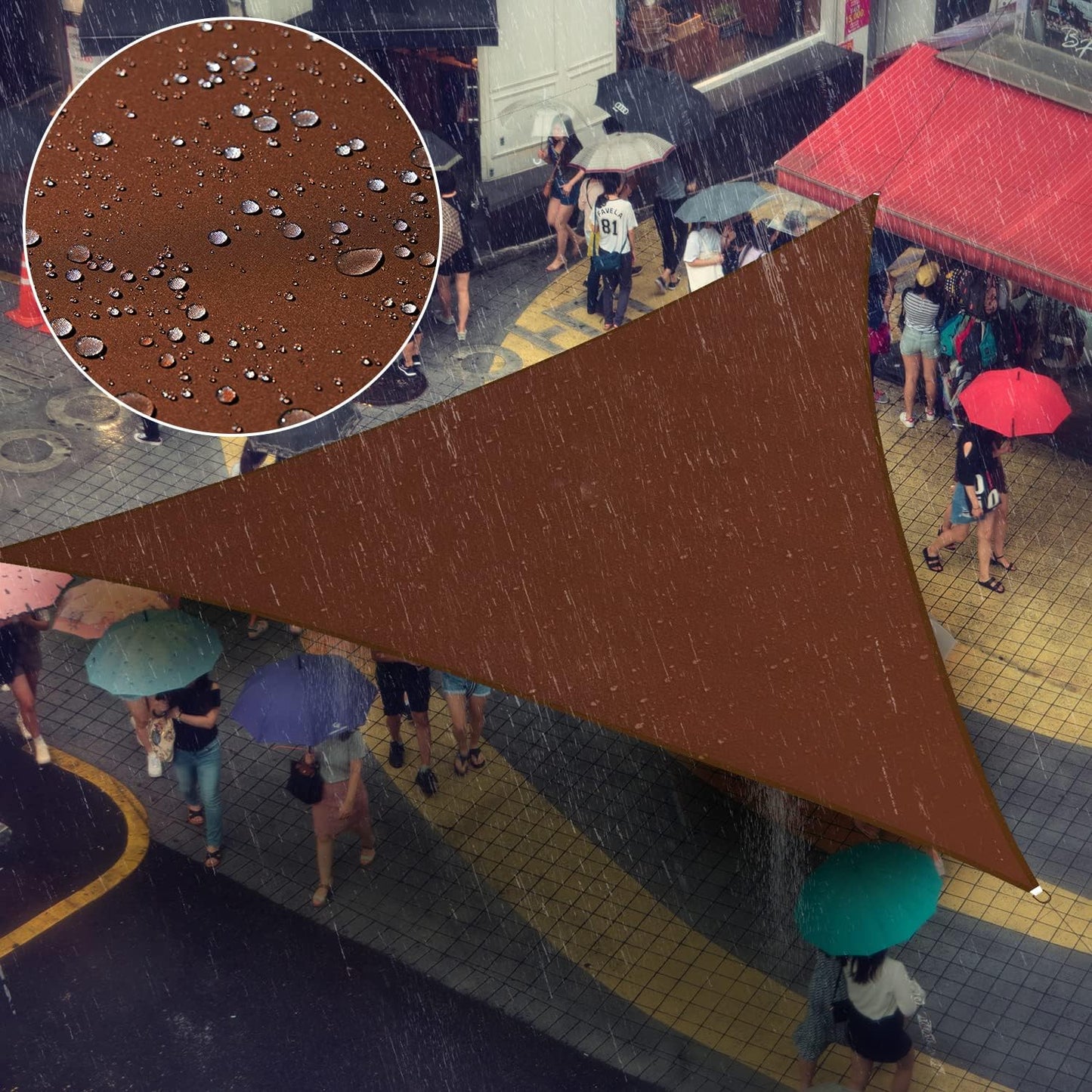 Custom Size 11ft x 20ft Waterproof Brown Triangle Sun Shade Sail