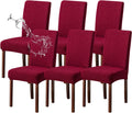 Genina Waterproof Chair Covers for Dining Room 6 Pack - Wine Red
