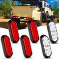 Nilight 6 Inch Oval Red White LED Trailer Tail Light - Bright