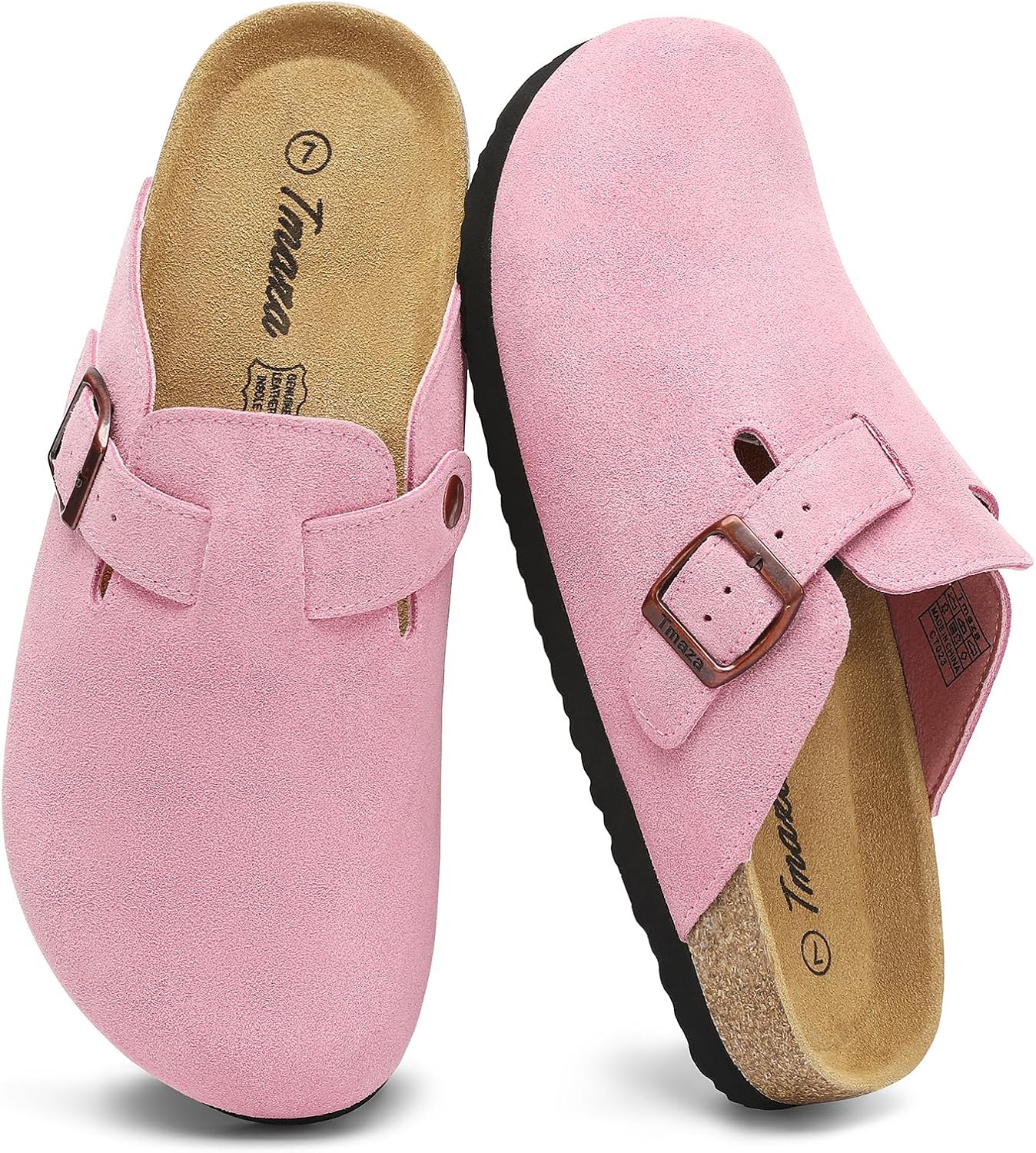 Cork Footbed Suede Clogs for Women with Arch Support Comfort