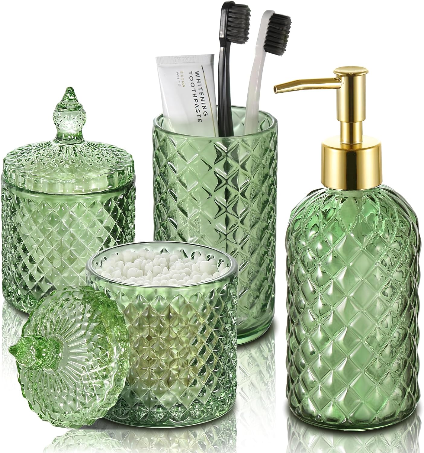 Green Bathroom Accessories Set for Elegant Bath Decor Essentials
