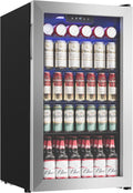 Beverage Refrigerator Cooler - 126 Can Mini Fridge with Glass Door