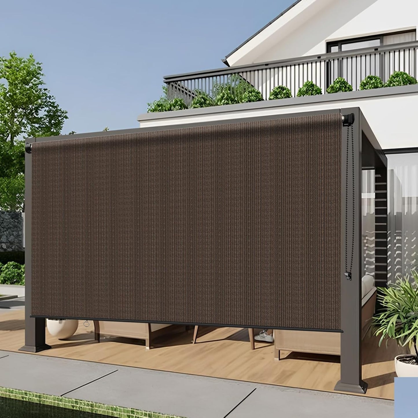 HENG FENG Outdoor Roller Shade for Patios, Porches, and Decks