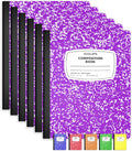 Purple Composition Notebooks (6 Pack) Wide Ruled - Durable Hardcover