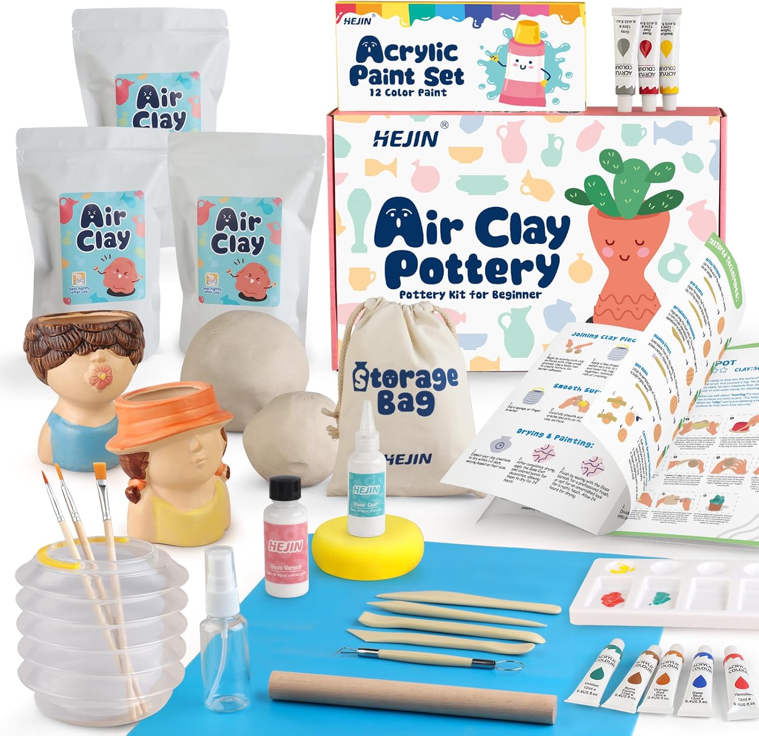 Air Dry Clay Kit for Adults - Complete Pottery Craft Set
