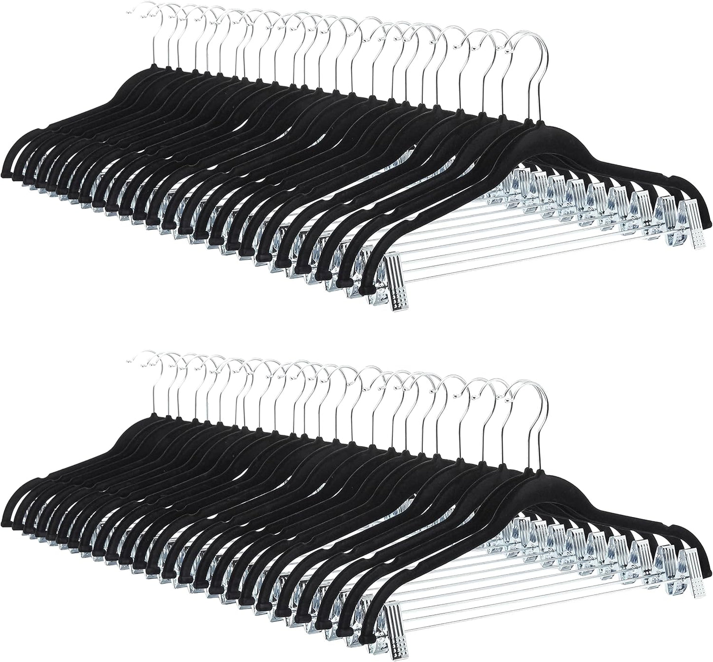 Non-Slip Velvet Skirt Hangers with Clips for Organized Closets