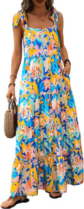 Women Sleeveless Floral Maxi Dress 2025 - Soft Flowy Tiered Fit