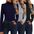 Neer 3 Pack Cotton Turtleneck Long Sleeve Tops - Warm, Soft