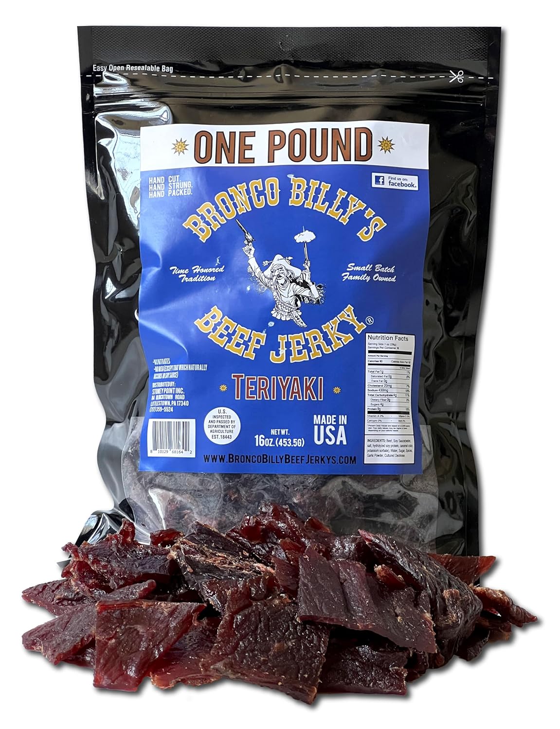 Bronco Billy's Beef Jerky Teriyaki Flavor in Resealable Bag