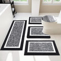 Black 5 Piece Bathroom Rugs Set - Plush Microfiber Bath Mats