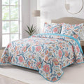 Garden Floral Queen Quilt Set - Lightweight Cotton Quilt Bedding
