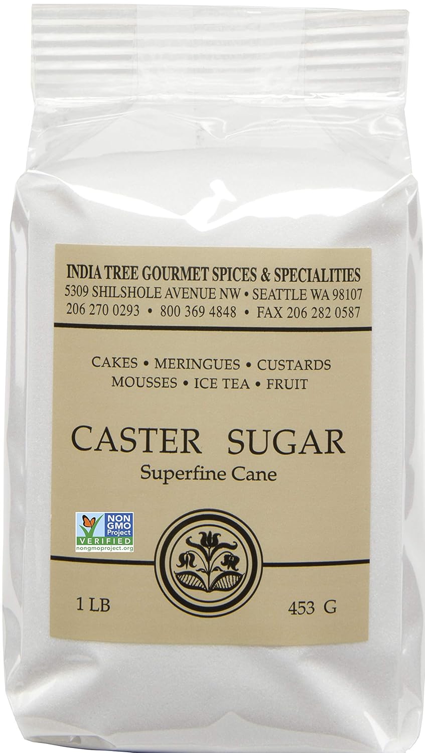 India Tree Caster Sugar 1 Pound Pack of 6 for Baking Delights