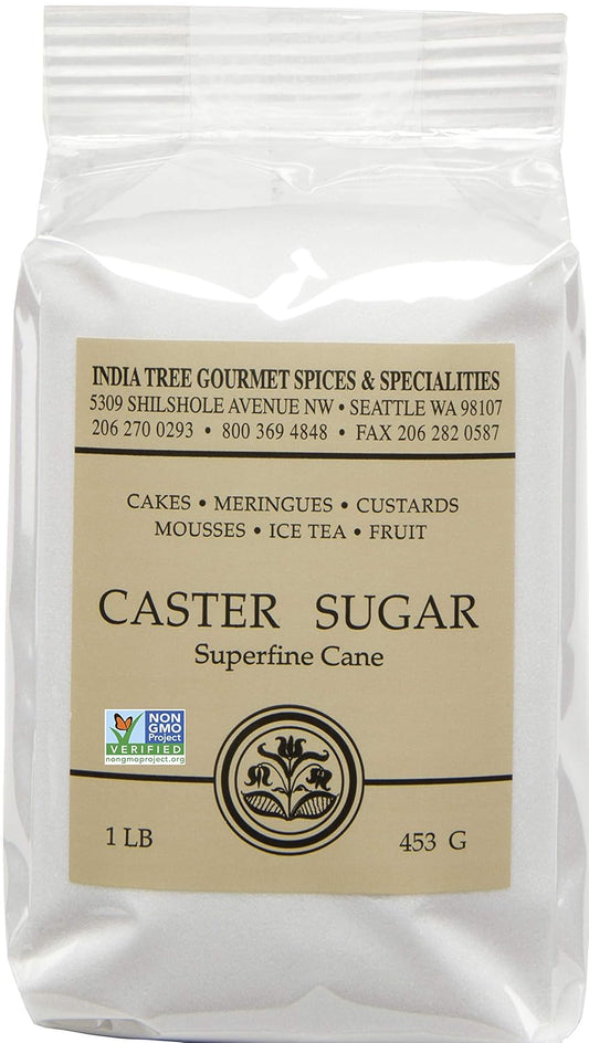 India Tree Caster Sugar 1 Pound Pack of 6 for Baking Delights