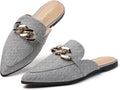 Stylish Metal Chain Flat Mules for Women - Easy Slip-On Loafers