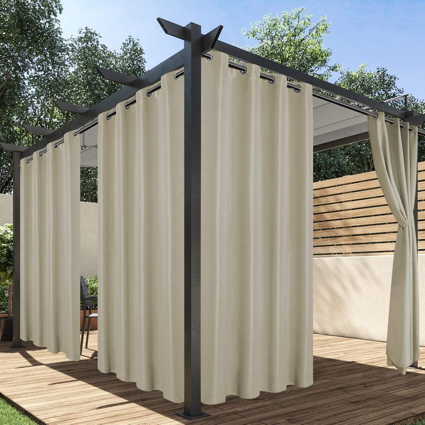 Waterproof Outdoor Curtains for Patio Privacy & Light Filtering