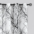 Linen Semi Sheer Curtains 72in - Black Tree Branch on White