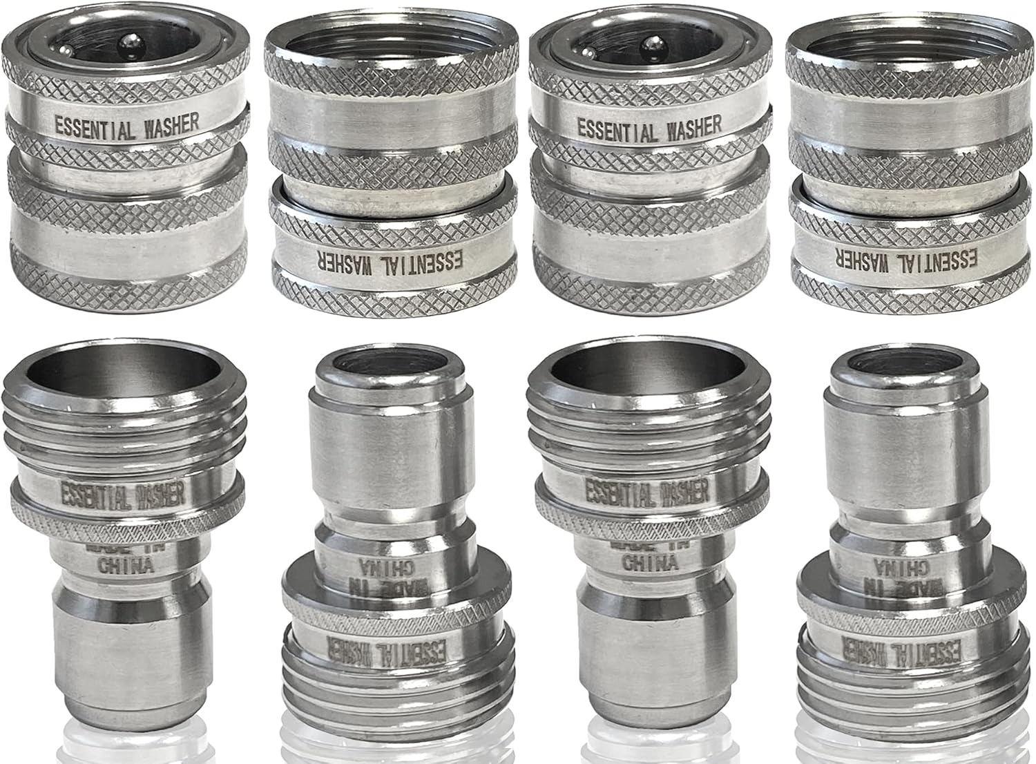 Essential Washer 34 Stainless Steel Garden Hose Quick Connect Fittings