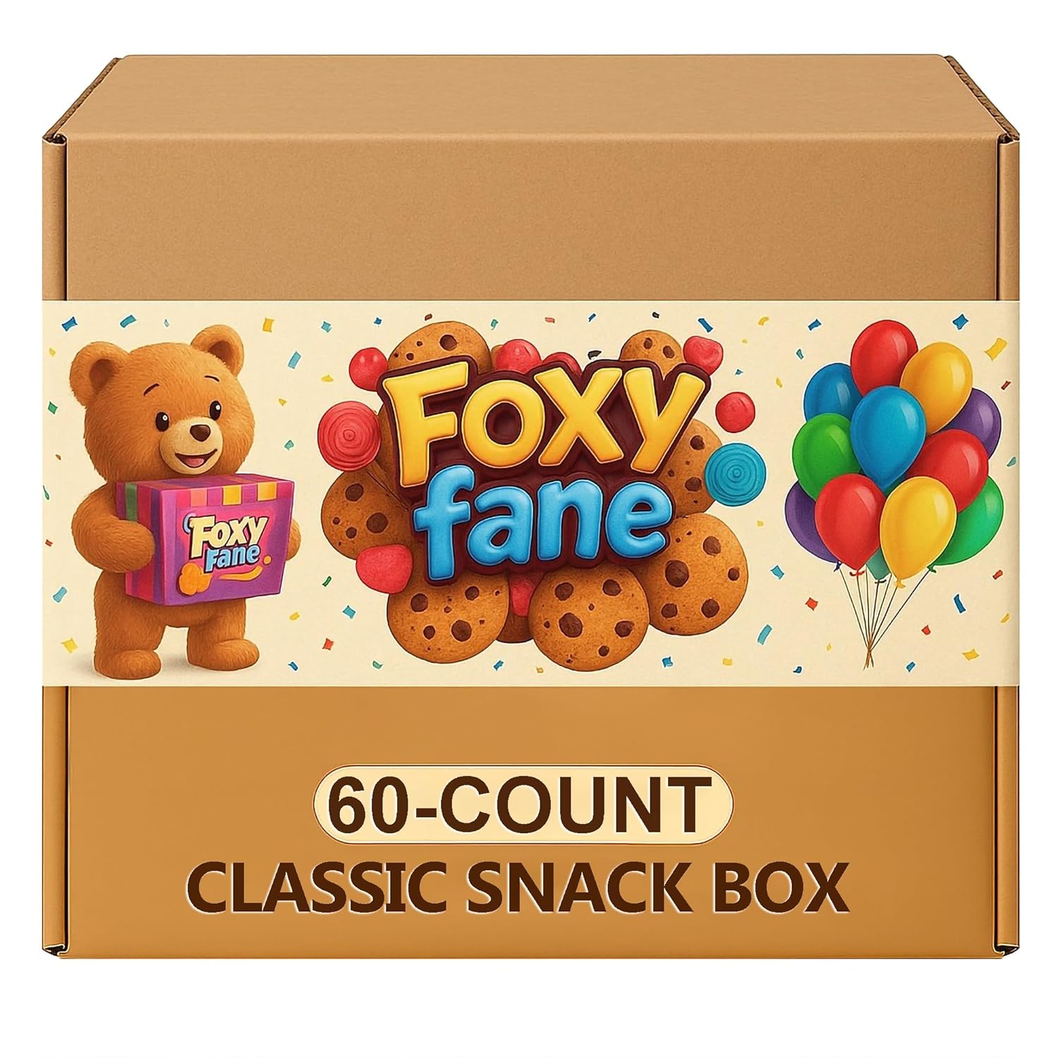 Foxy Fane 60 Count Ultimate Holiday Gift Snack Box for All Occasions