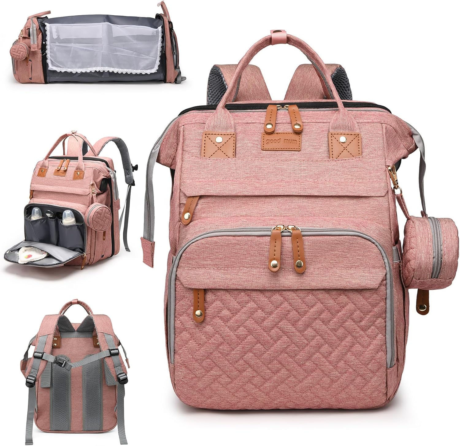 Large Capacity Baby Diaper Bags with Changing Station for Parents
