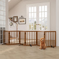 Semiocthome Walnut 6-Panel Freestanding Dog Gate - Foldable Barrier