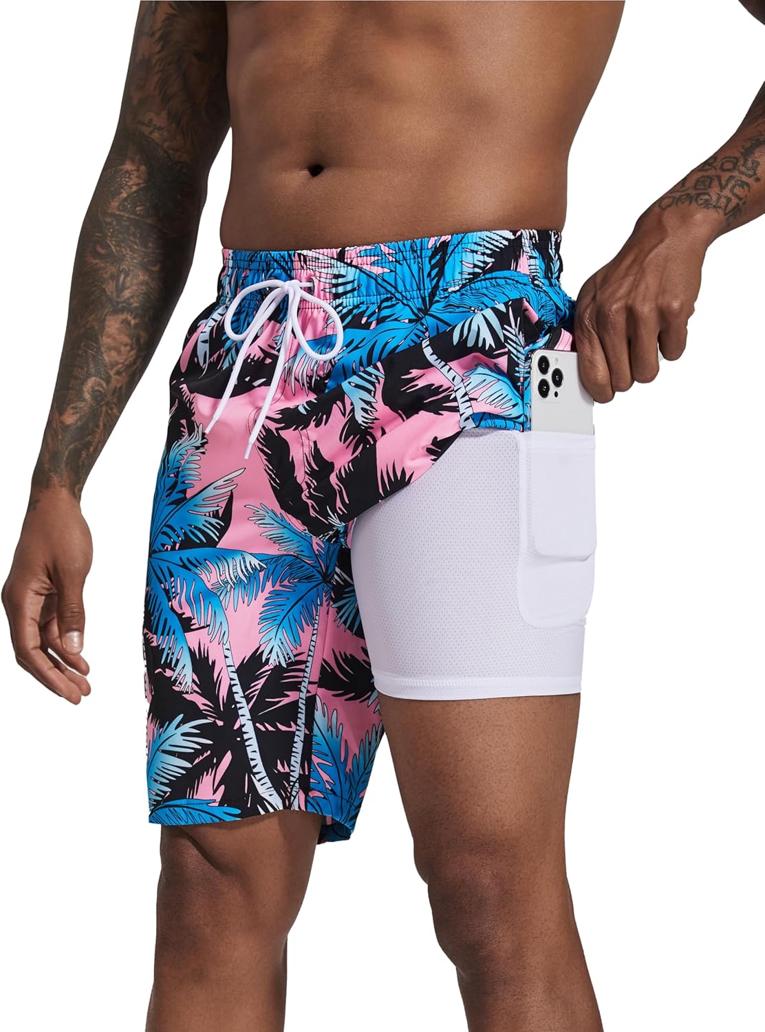 Difficort Mens Swim Trunks with Compression Liner for Comfort